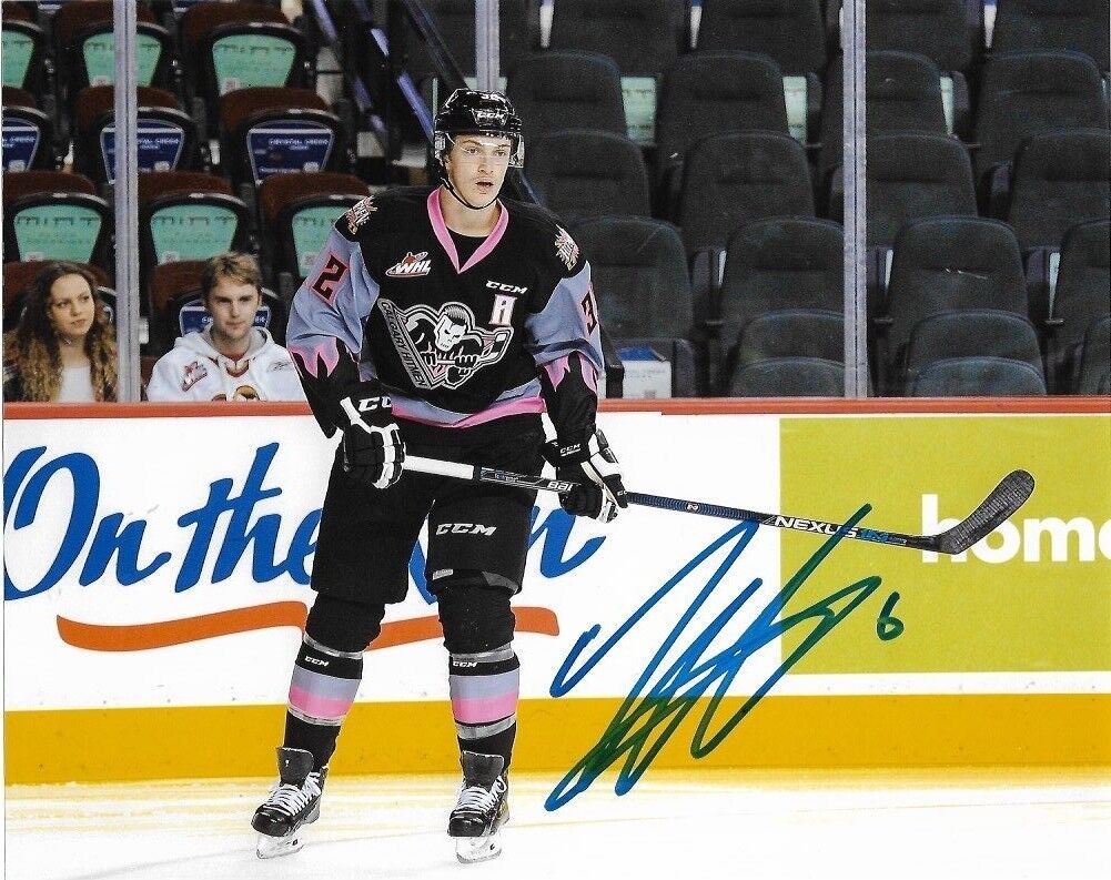 Calgary Hitmen Travis Sanheim Signed Autographed 8x10 Photo Poster painting COA