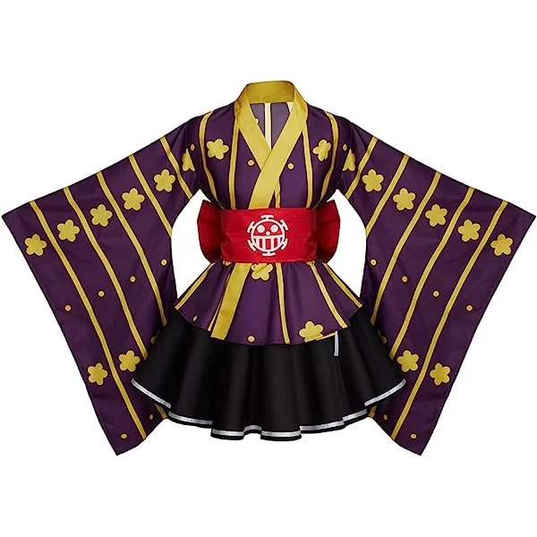 Anime Trafalgar D. Water Law Lolita Kimono Dress Cosplay Costume Outfits Halloween Carnival Suit for Women 3X-Large