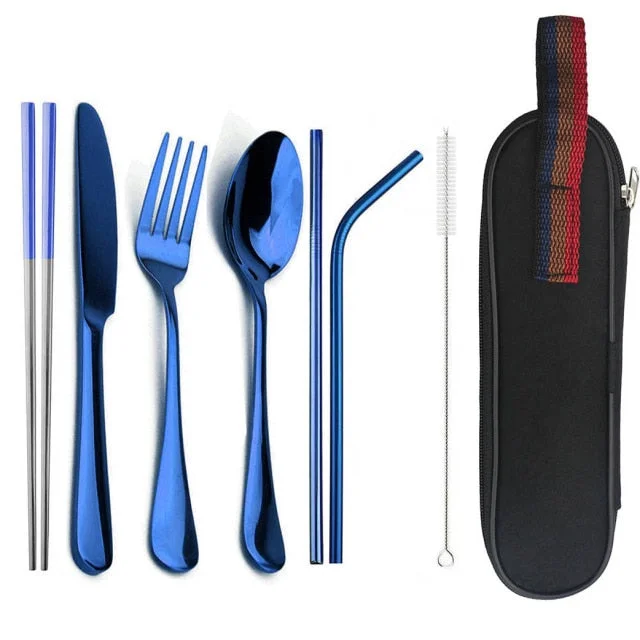 Eco-Friendly Cutlery Set Reusable Flatware with Portable Case