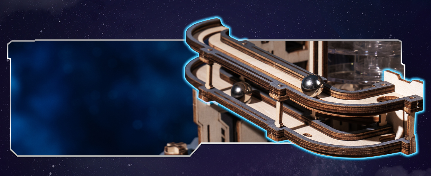 Tegooe 3D Wooden Puzzle Electric Marble Run Kit - Mechanical Brain Teaser Building Toy