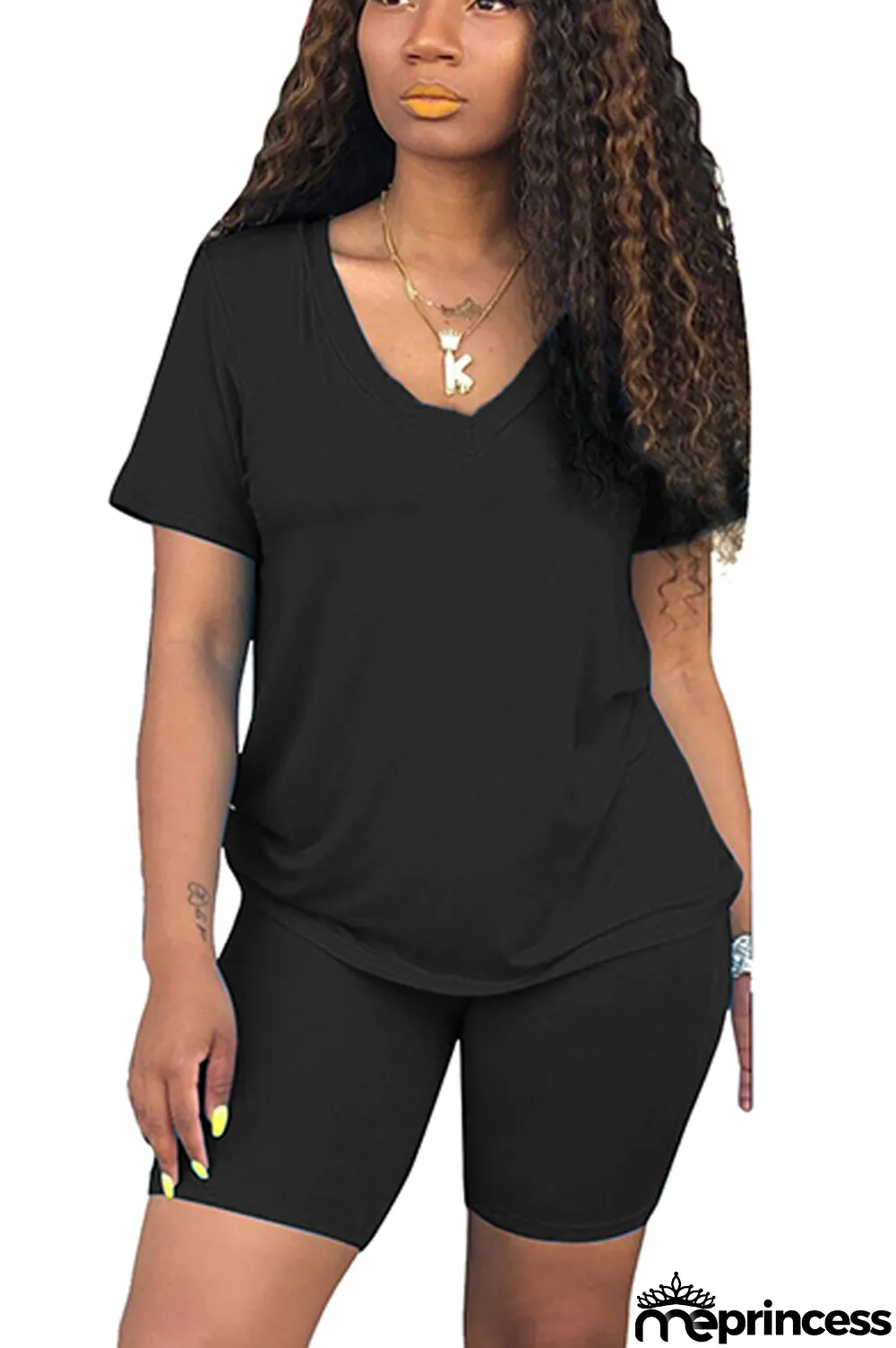 Blue Milk Silk Casual Sexy Solid Two Piece Suits pencil Short Sleeve