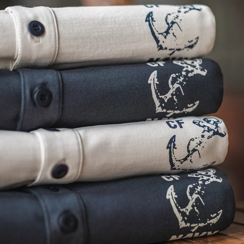 American Navy Washed Heavy Henley Sweatshirt