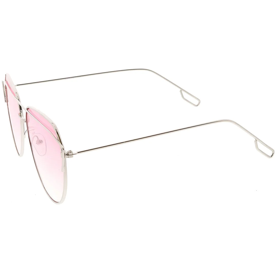 Modern Aviator glasses Metal Crossbar Slim Arms Color Gradient Flat Lens 58mm