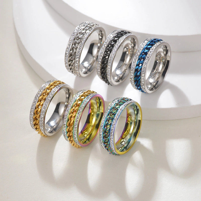 Casual Elegant Lady U Shape 304 Stainless Steel Plating Unisex Rings Men Band Rings