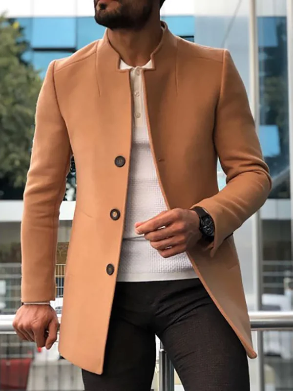 Men's solid color slim coat