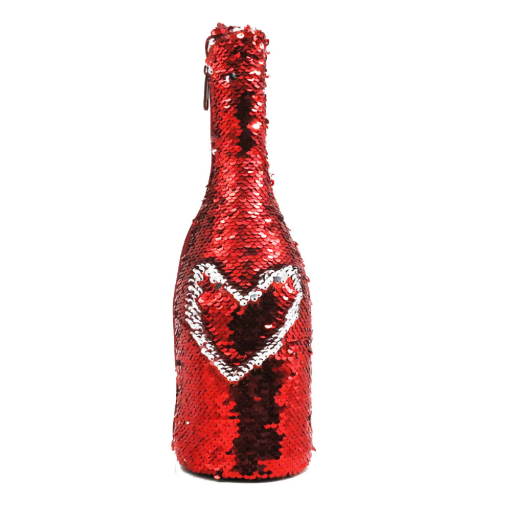 Sequin pearl Red Wine Bags with Zipper(Red Heart)