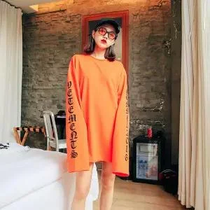 Lourdasprec Kpop T-shirt Women Autumn O-Neck Letter Printed Loose Long BF Harajuku T-shirt Womens Korean Trendy Hip Hop Students Tees Chic
