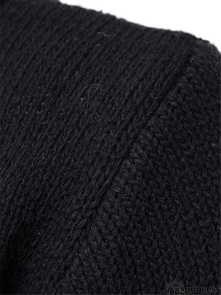 Men's Knitted Long Sleeve Hooded Cardigan