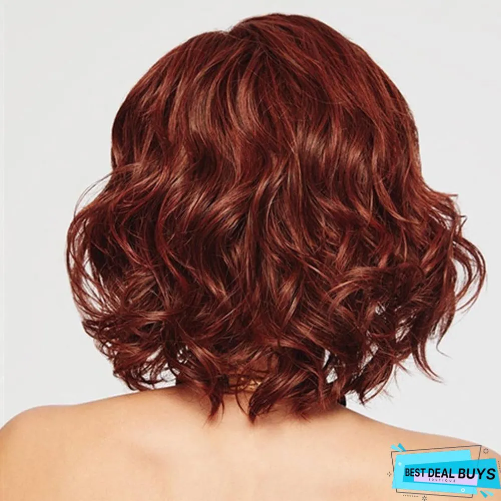 Wine Red Dyed Pear Flower Curls Short Curly Hair Wig Hair Cover