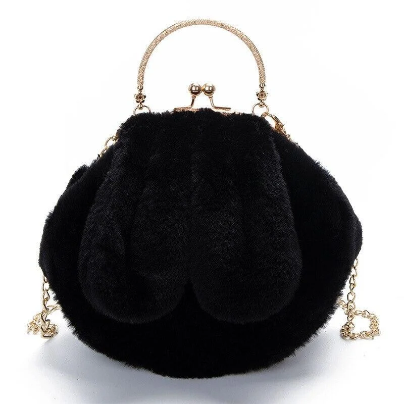 Winter Women's Big Ears Rabbit Chain Bags Girls Must Evening Clutch Purse Handbag Luxus Handtaschen Frauen Taschen Designer 1029-1