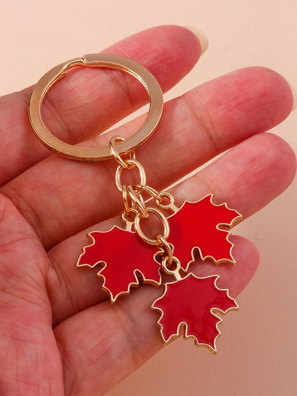 IG Style Ginkgo Leaf Alloy Enamel Bag Pendant Keychain