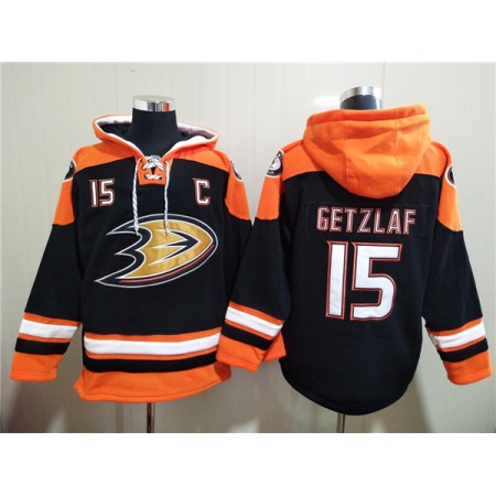Men's Anaheim Ducks #15 Ryan Getzlaf Black Ageless Must-Have Lace-Up Pullover Hoodie J18M