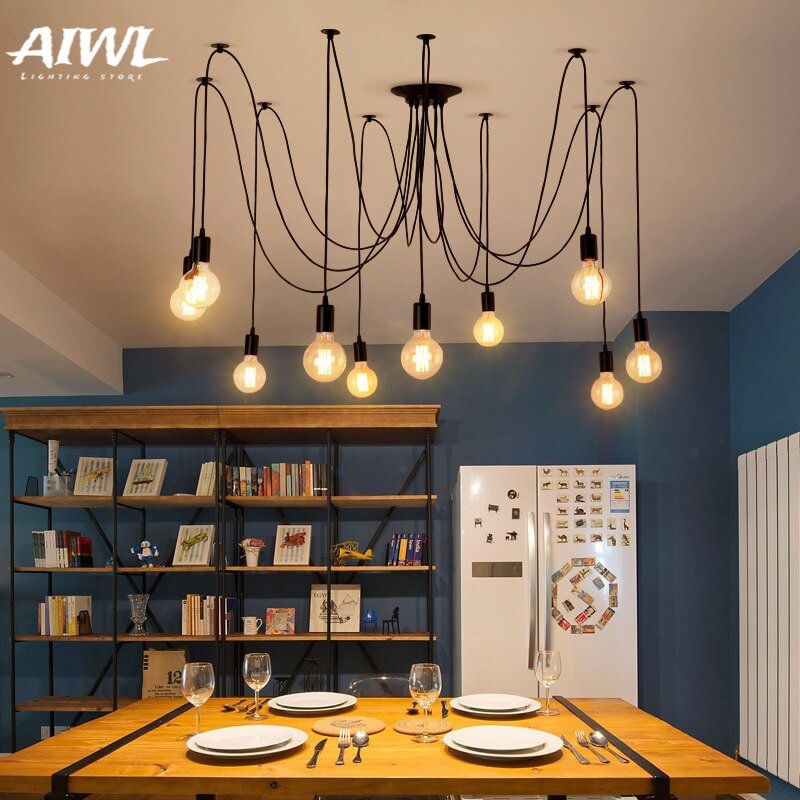 Vintage Industrial E27 Pendant Lamp Loft cottage lamp Nordic Hanging Lamp Long Pendant Lights Kitchen Decoration Indoor Lighting