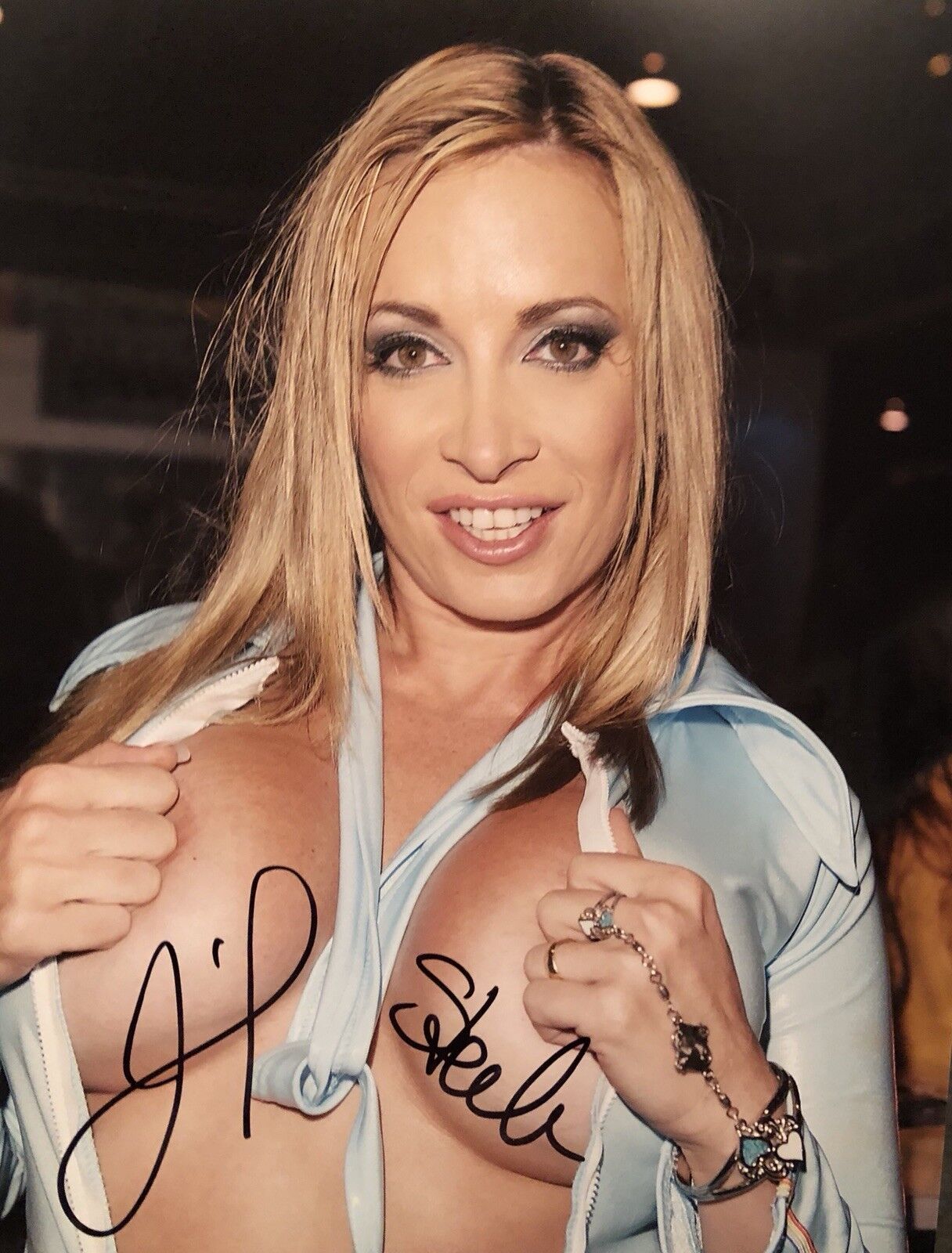 Jennifer Steele Adult STAR SIGNED 8X10 Candid Photo Poster painting AUTOGRAPH Sexy Blonde AVN