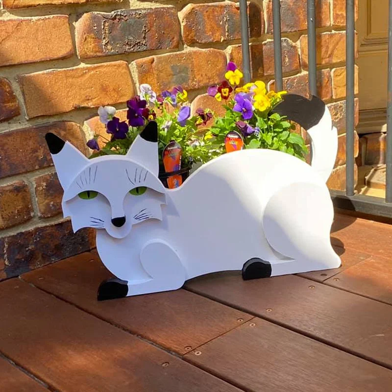 White Cat Planter