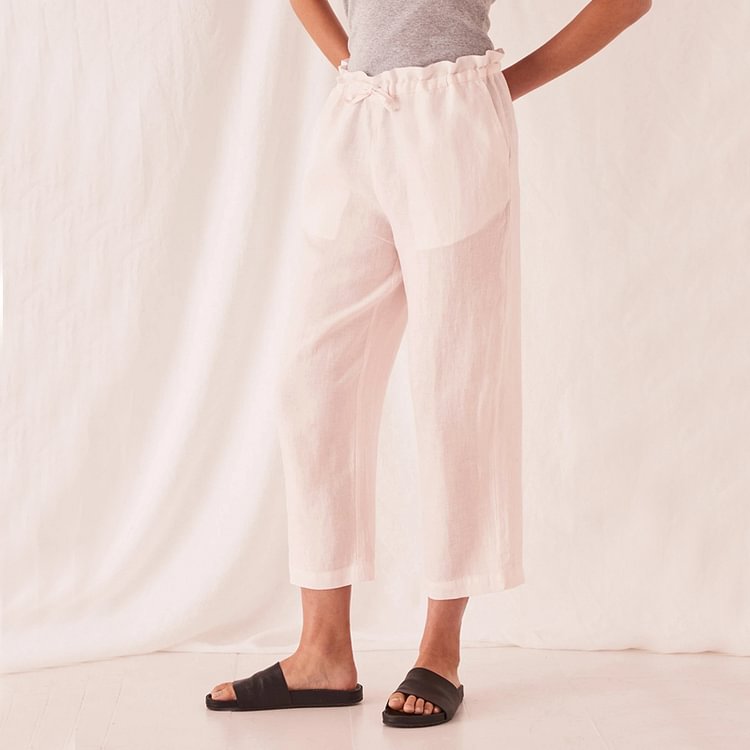 White Linen Pants For Women-ChouChouHome