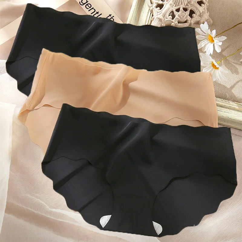 3PCS/Set Sexy Panties Women Seamless Underwear Female Briefs Underpants Invisible Intimates Lingerie One-Piece Low Waist Pantys