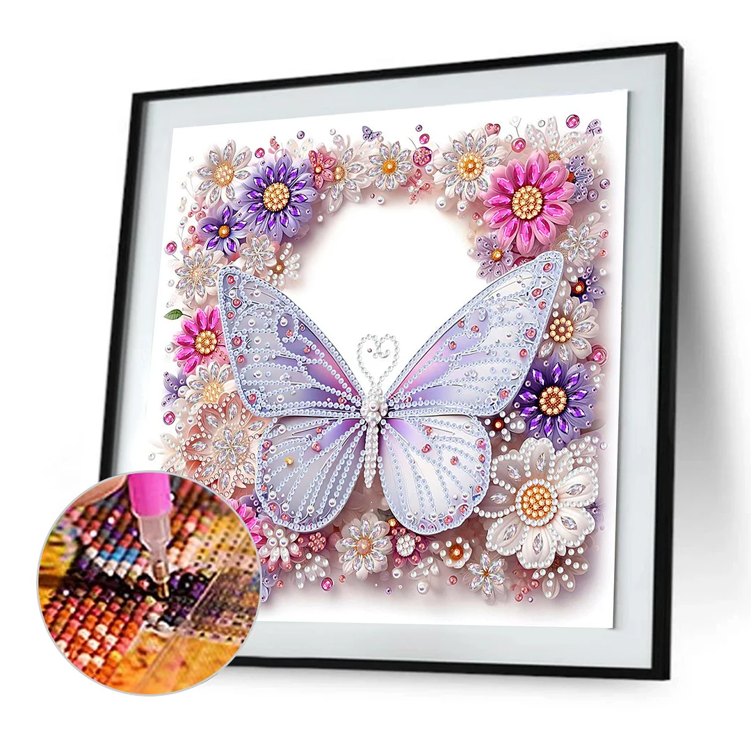 White Butterfly - Partial Special Shaped Drill Diamond Painting Kits (Canvas|30*30cm)