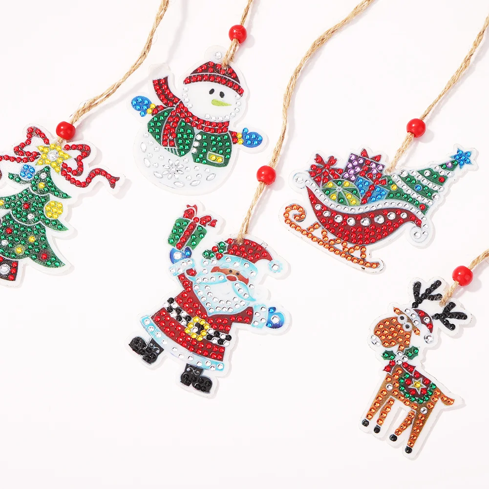 5pcs DIY Diamond Painting Xmas Trees Pendant(Double Sided)