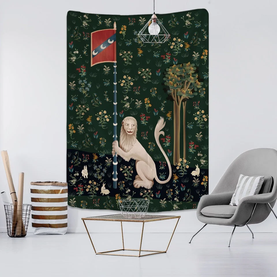 Retro Character Oil Painting Tapestry Wall Hanging Bohemian Witchcraft Hippie Mysterious Artist Home Decor