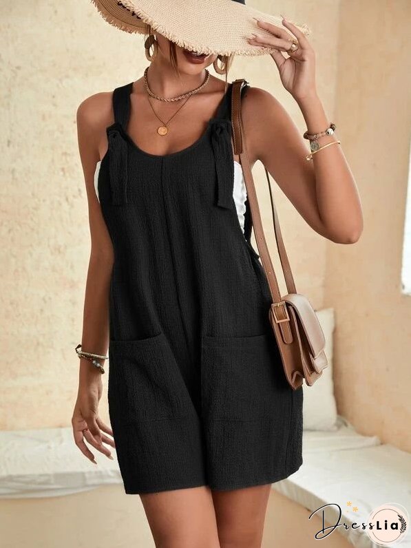 Women's Clothing Summer Casual Fashion Suspender Shorts Jumpsuit