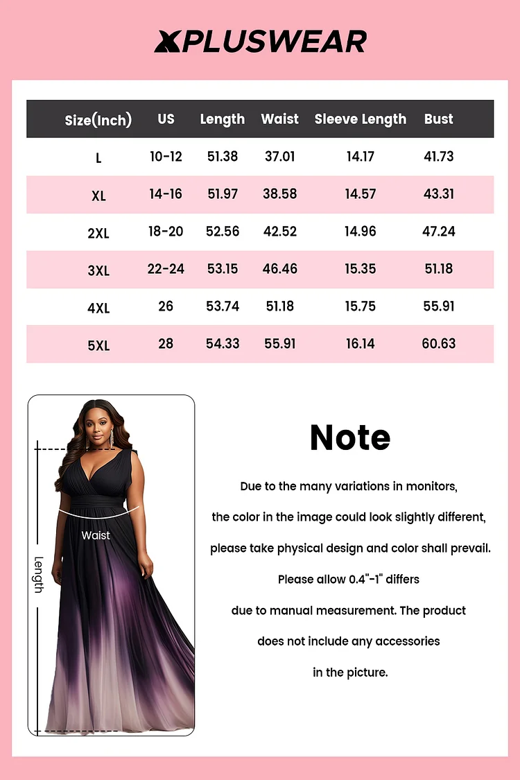 Xpluswear Design Plus Size Formal Purple Gradient Wrap Neck Sundress ...