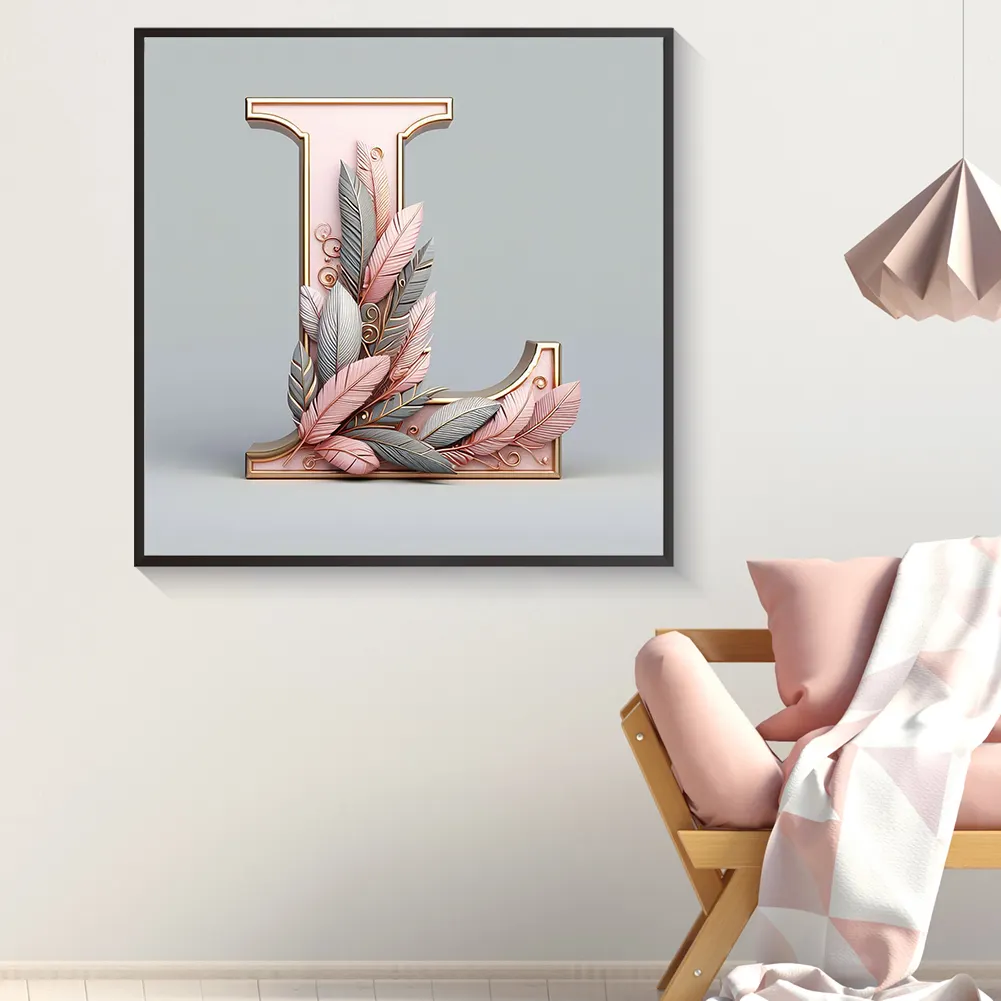 Full Round Diamond Painting 30*30cm - Twenty-Six Letters - L
