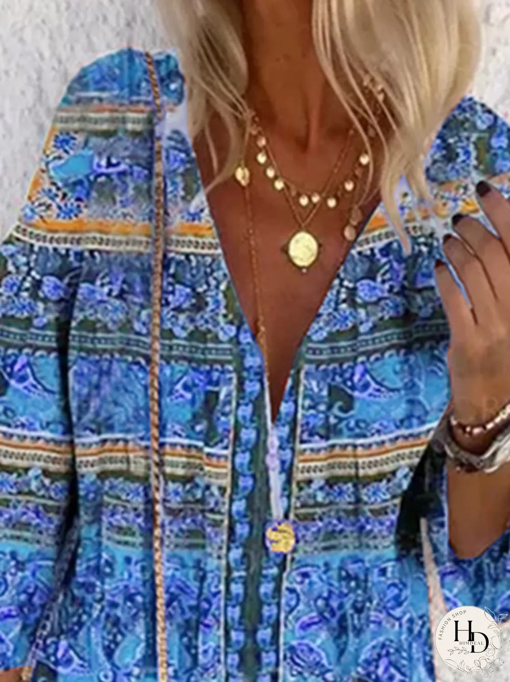 Long Sleeve Casual V Neck Weaving Dress