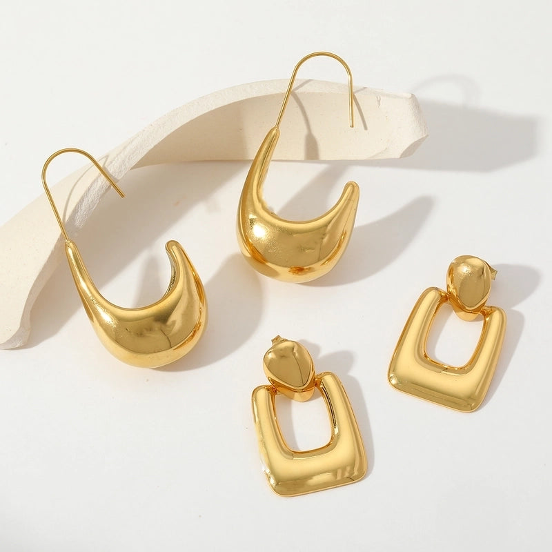 1 Pair Casual Basic Minimalist U Shape Water Droplets Rectangle Plating 304 Stainless Steel 18K Gold Plated Ear Studs