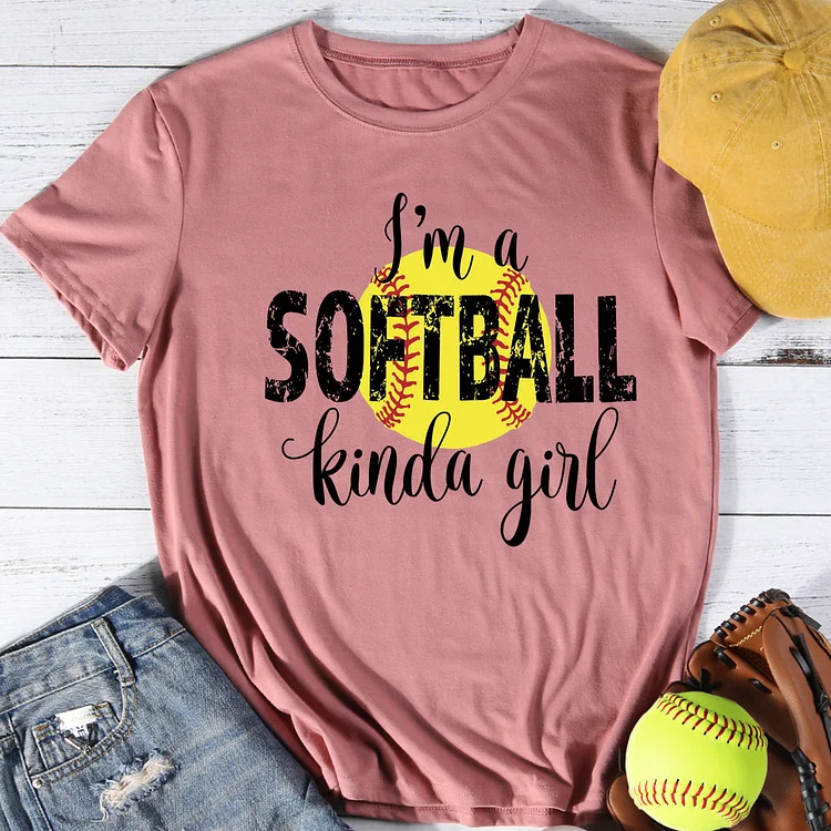 I am a softball kinda girl T-shirt Tee -01217-Annaletters