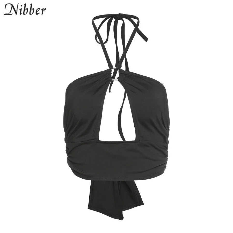 Nibber Sexy Backless Female Wild Clubwear Summer Chic Hollow Outstreet Tank Top High Quality Pure Sleeveless Elegant Camisole