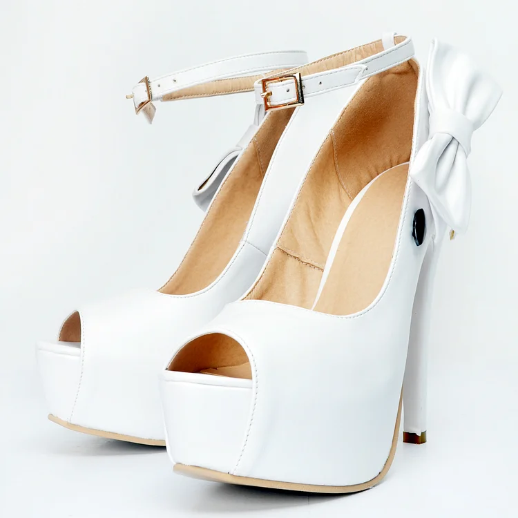 White pumps with ankle clearance strap