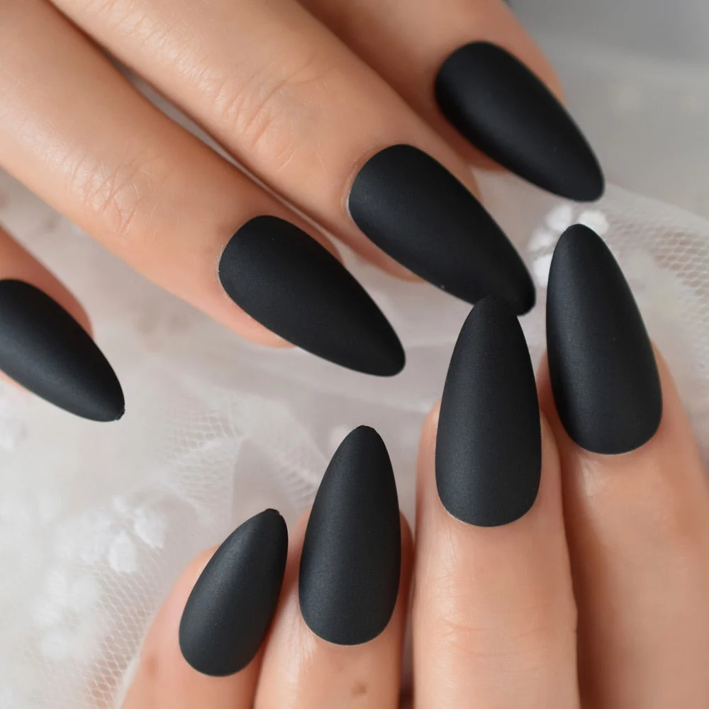 Professional Almond shaped Nail Tips Stiletto Matte Fake Nails White Short Press On Nails With Free Adhesive Tabs-Nail Inspo