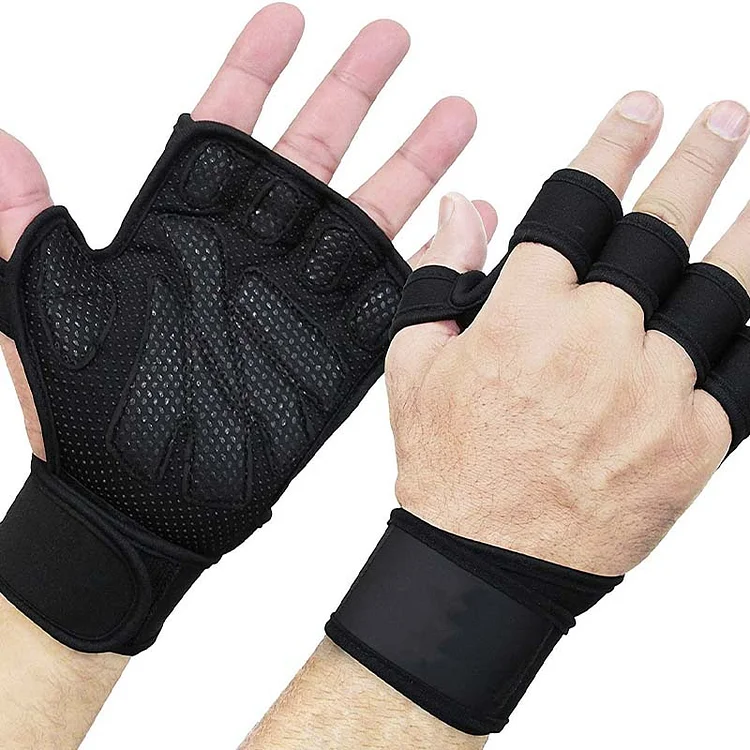 Super Grip Weight Lifting Gloves with Wrist Wraps