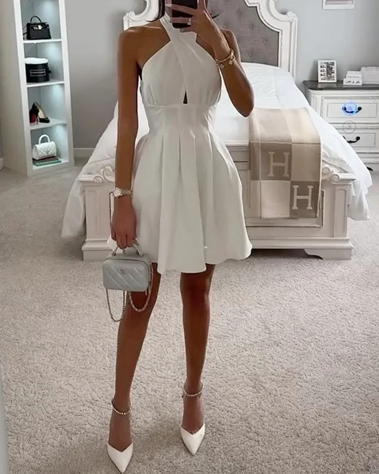 Sleeveless strappy waist mini dress