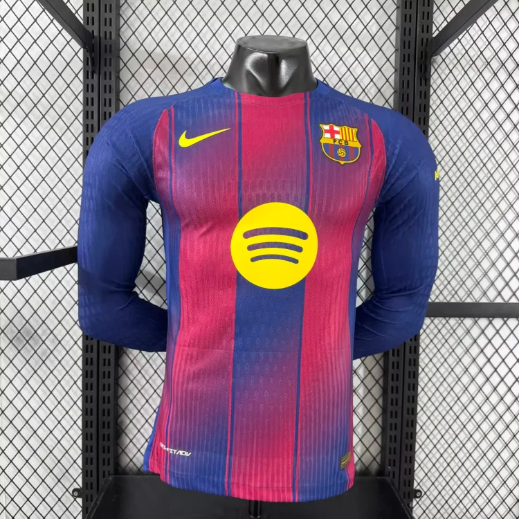 2025-26 New Season-Barcelona Home Long Sleeve Jersey-Player Edition