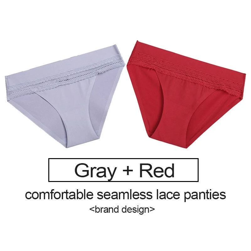 2PCS/Set Lace Panties Women's Underwear Female Lingerie Seamless Panties Underpants Sexy Briefs Intimates Woman Girls Pantys