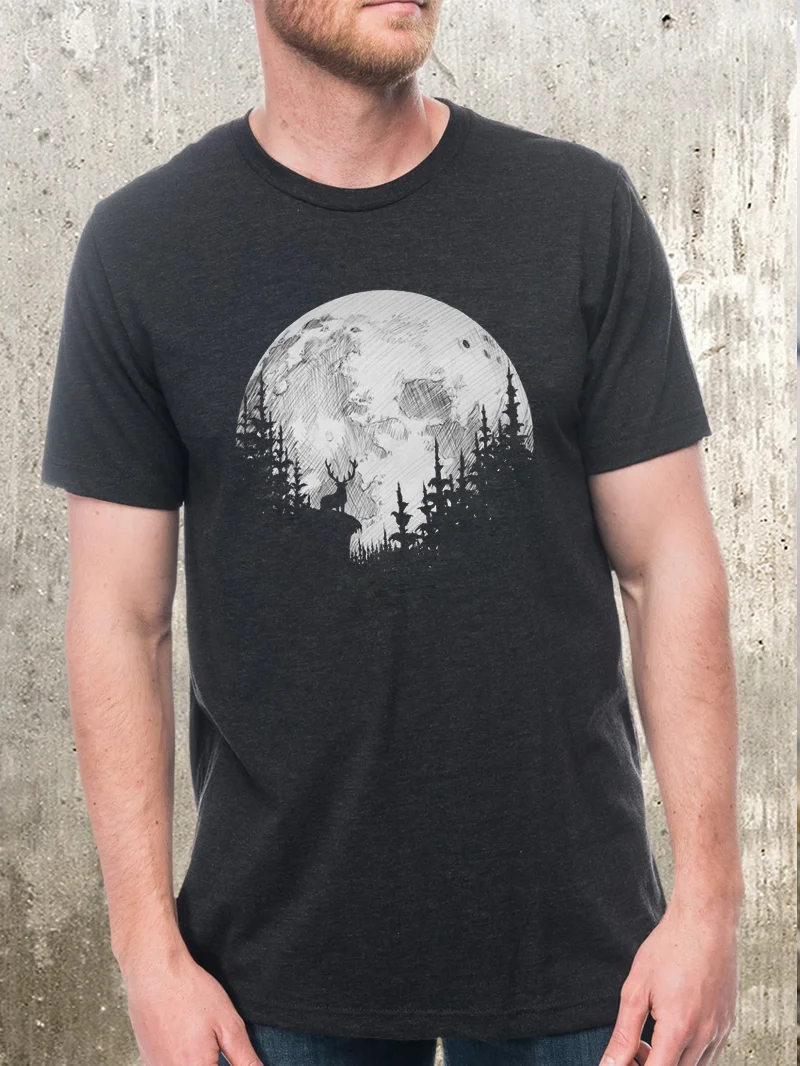 Forest Moon Night Printed Men's T-Shirt in  mildstyles
