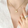 Neat Square White Shell Pendant Necklace