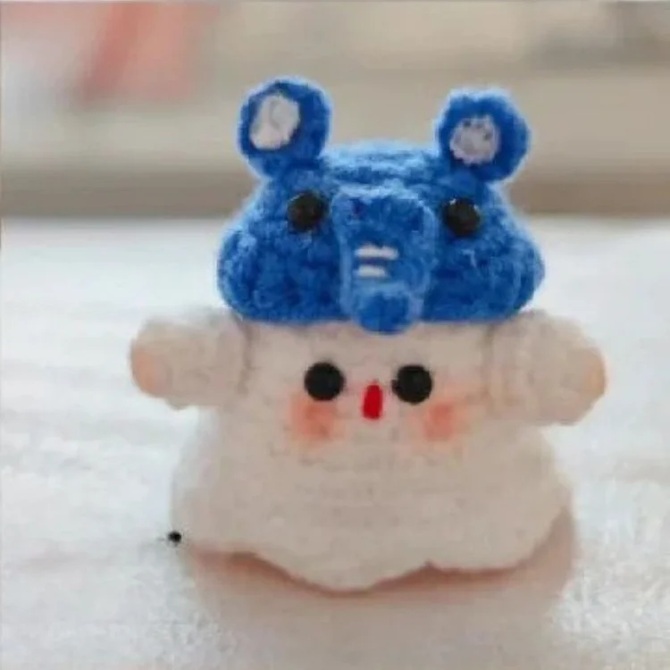 Lulusnow Handmade Blue Halloween Amigurumi Ghost Elephant Hat  Crochet Key Pendant Bag Accessories Key Pendant