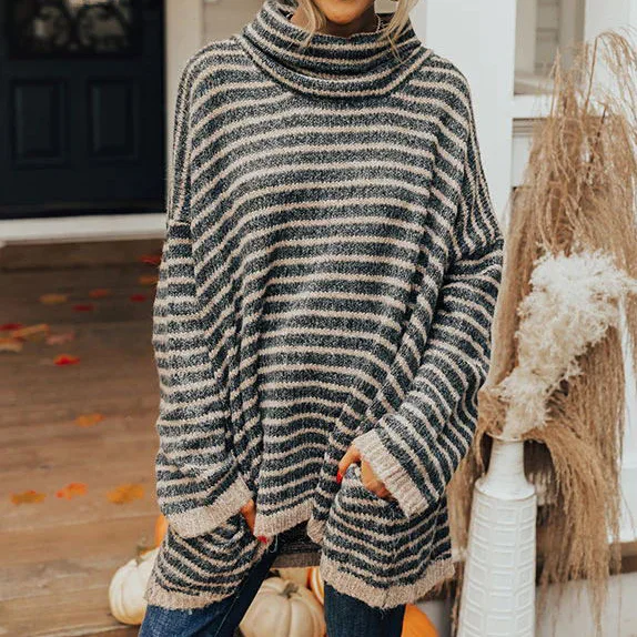 Vintage Loose Striped Long Sleeved Sweater