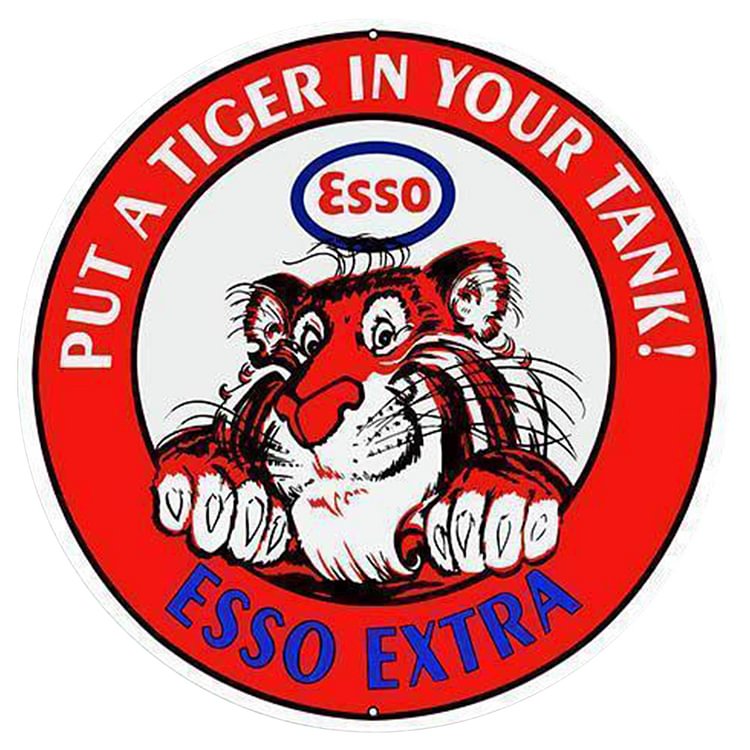 Put A Tiger In Your Tanks Esso Extra - Round Vintage Tin Signs/Wooden Signs - 11.8x11.8in