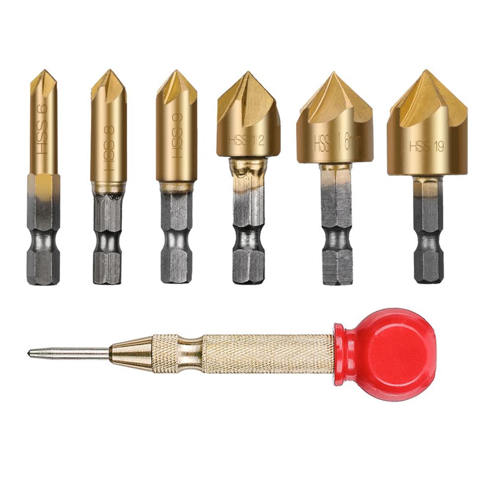 

6pcs 5 Flute Countersink Drill Bit Set Right Angle Counter Sink Chamfer, 501 Original
