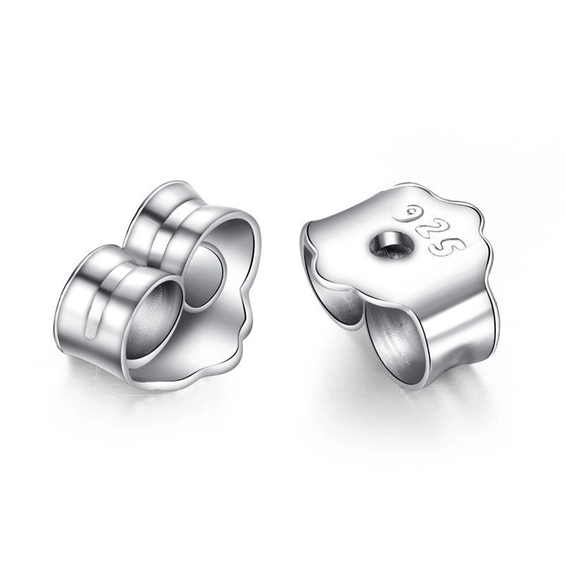 1 Pair 925 Sterling Silver Solid Color Ear Nuts Jewelry Accessories