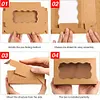 30 Pack Kraft Bakery Box with Clear Window Cookie Box Pastry Box for Gift Giving
