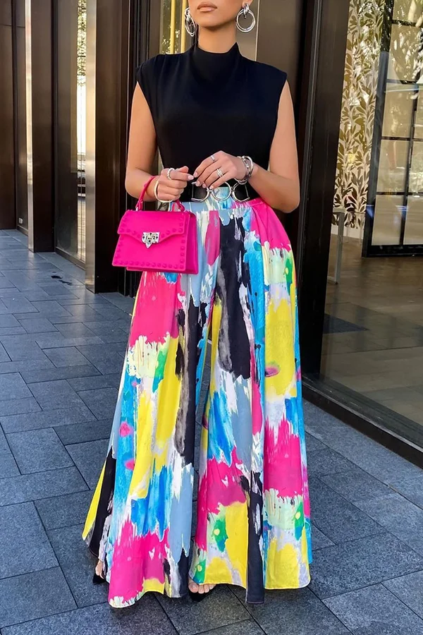 Casual Printed Loose Wide Leg Pants