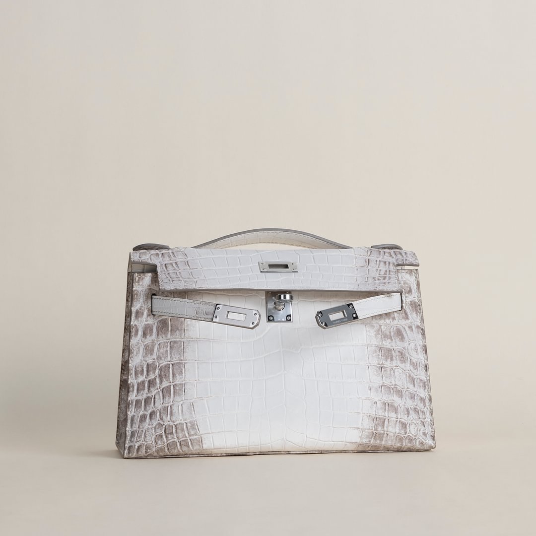 Kelly pochette Matte Niloticus Crocodile 01 Himalayan PHW