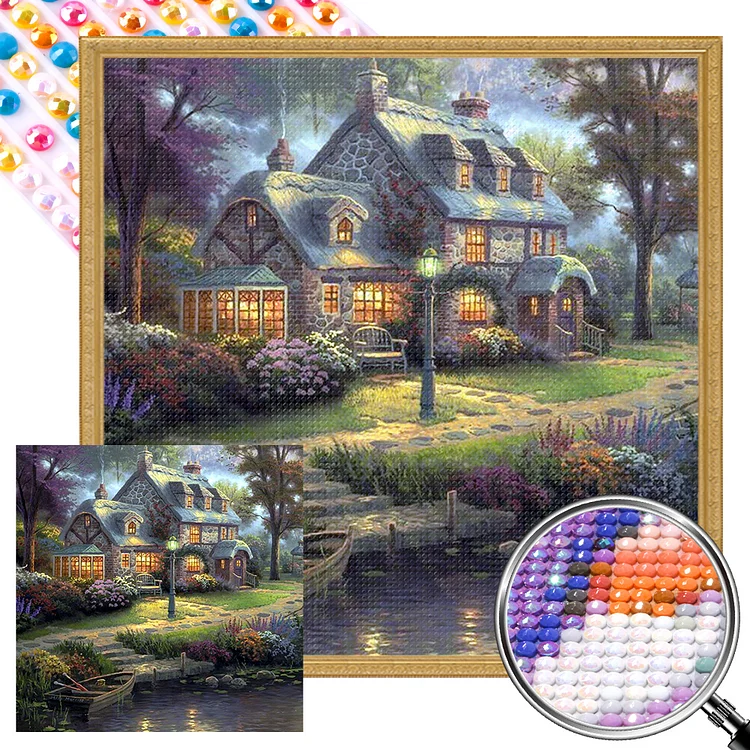 Partial AB Drill - Full Round Diamond Painting - Country Estate 40*40CM