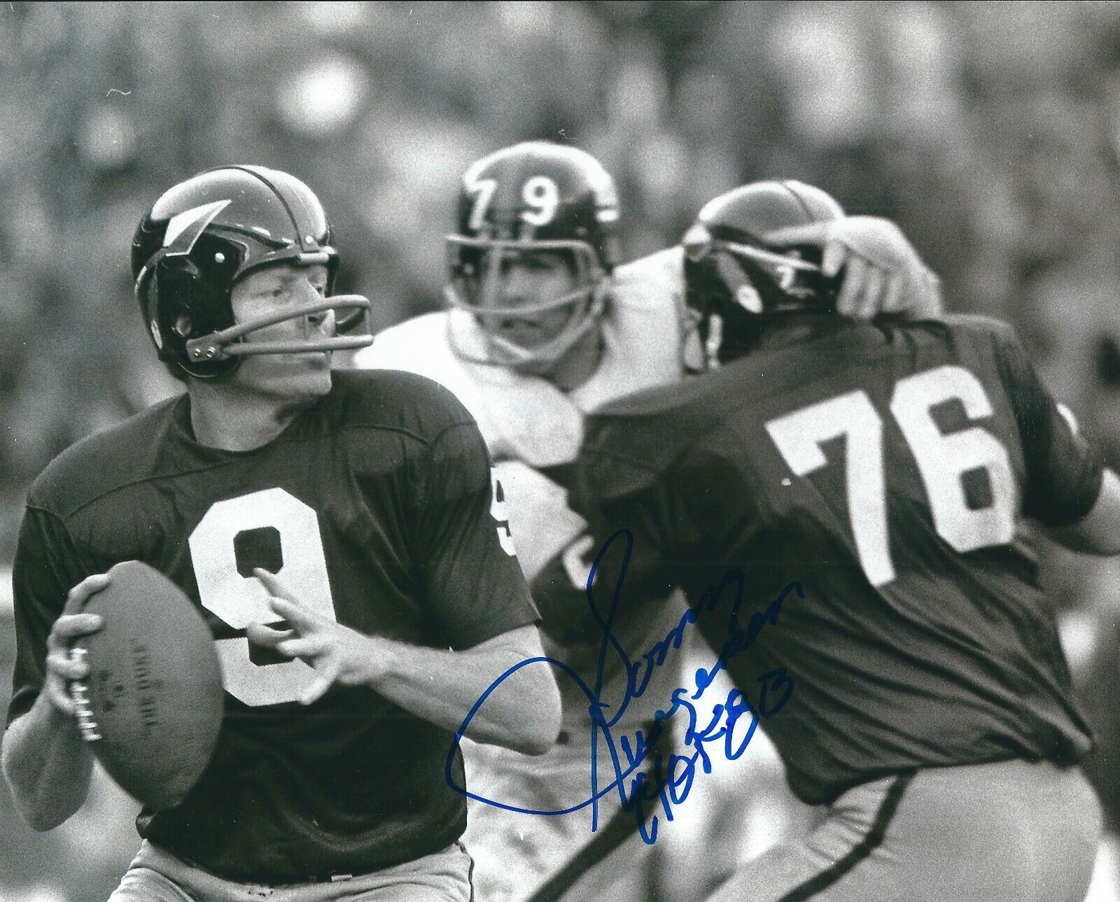 Signed 8x10 SONNY JURGENSEN HOF 83