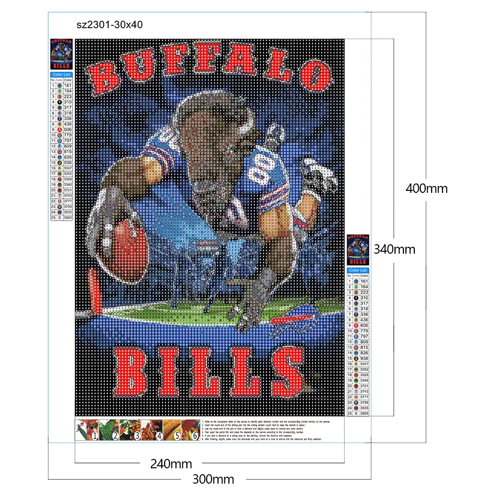 5D DIY Full Round Drill Diamond Painting NFL Abstract Home Decor Craft (sz2301)